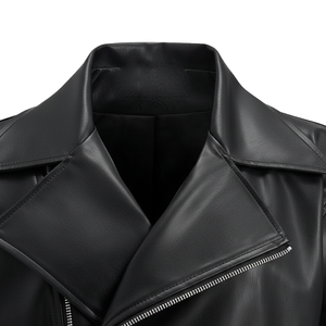 Nouveau Parka Court Femme en Fausse Fourrure de Renard et Similicuir Noir, Style Tissé Fin, Fermeture Éclair - Product Image 4