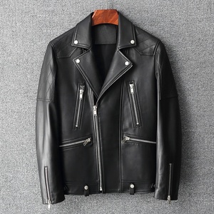 Vestes de moto en cuir slim, style streetwear pour hommes, service OEM Pakistan, imperméable, noir, nouvelle tendance de la mode - Product Image 6