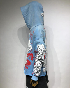Sweat à capuche personnalisé et surdimensionné pour hommes, délavé à l'acide, Streetwear, sweat-shirt vintage avec techniques brodées pour la saison de printemps - Product Image 2