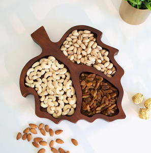 Serveurs en bois fabriqués à la main avec fruits secs et chocolat à 3 compartiments pour cadeau de fête et de mariage de qualité supérieure - Product Image 2