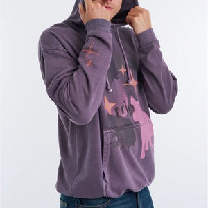 Nueva moda personalizada Color sólido básico, mezcla de algodón Sudadera con capucha de alta calidad de gran tamaño Drop Shoulder Acid Wash Hoodies Hombres - Product Image 4