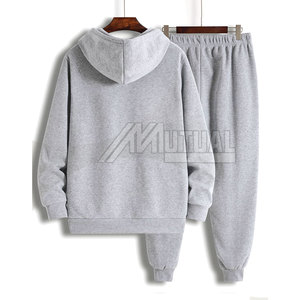 Conjunto de chándal de dos piezas con patrón sólido para hombre, jersey con capucha, chaqueta y pantalones para correr para gimnasio, correr, ropa informal, respetuoso con el medio ambiente - Product Image 2