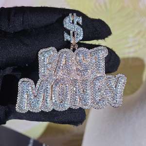 Colgante de Moissanita con Corte Brillante Personalizado al por Mayor, Claridad VVS, Certificado GRA, Estilo Hip Hop Iced, Joyería Unisex, Amuletos - Product Image 2