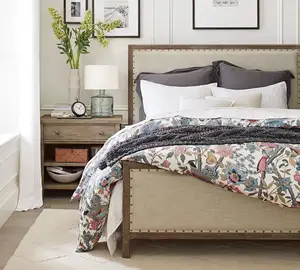 Pháp bọc vải nền tảng giường vua và California Vua Kích thước Deluxe giường mềm thiết lập cho tùy chỉnh đồ nội thất phòng ngủ