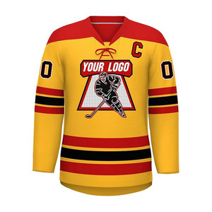 Maillot d'entraînement de hockey sur glace personnalisé pour homme, grandes tailles, ensembles d'uniformes sportifs personnalisés, 100 % polyester, imprimé et cousu, service OEM - Product Image 1