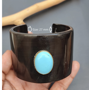 กำไลเขาควายธรรมชาติกำไลข้อมือกำไลข้อมือสีดำและน้ำตาลสำหรับสาวแฟชั่นราคาสมเหตุสมผลจากอินเดีย - Product Image 3