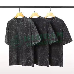 High Quality Men's Plus Size T Shirt 100% Cotton Eco-Friendly Loose Fit Neck <b>Drop</b> Shoulder Streetwear <b>Acid</b> Washed tees - Product Image 1