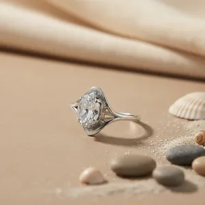 Anillo Ajustable de Circonita Cúbica con Corte Princesa, Chapado en Oro Rosa, Moderno, para Mujer - Product Image 3