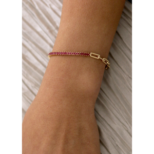 Serena Baguette Tennis Link <b>Bracelet</b> in <b>Ruby</b> Fashion Charm <b>Bracelets</b> - Product Image 5