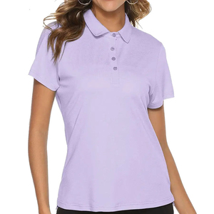 Precio al por mayor de color sólido de las mujeres Casual transpirable para camisas de manga corta de poliéster/mezcla de algodón de secado rápido - Product Image 6