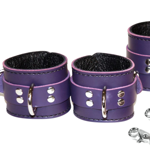 Ensemble de bondage en cuir avec menottes, colliers de cheville et de poignet avec chaînes, équipement de bondage pour adultes rembourré de qualité supérieure, fait à la main - Product Image 5