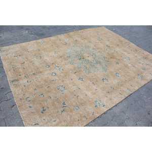 Alfombra Turca Vintage, Alfombra de 6.7x9.3 pies, Alfombra Grande Marrón con Rayas - Product Image 3
