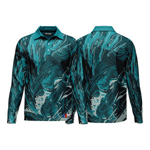 Polo personalizado de alta calidad con impresión por sublimación UPF 50, protección solar, secado rápido, transpirable, de talla grande, antibacteriano, manga larga - Product Image 1