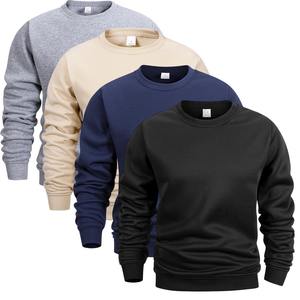 Sweat à capuche à col rond pour hommes automne hiver polaire chaud décontracté pull ample couleur unie col rond Sport sweat à manches longues - Product Image 1