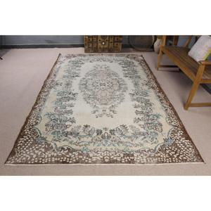 Tapis turc vintage, grand tapis de 5,7 x 9,2 pieds, tapis persan brun - Product Image 1