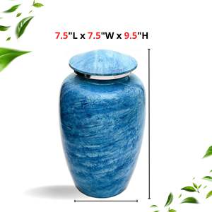 Urne funéraire en marbre bleu ciel pour cendres adultes Urne funéraire commémorative artisanale pour hommage aux cendres - Product Image 3