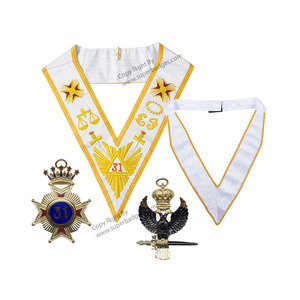 Constitution australienne de haute qualité 31st degré Muonic Regalia collier brodé tissu avec décoration en dentelle - Product Image 2