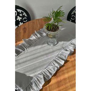 Elegant 40x130cm White Ruffled <b>Table</b> <b>Runner</b> Shabby Chic Decorative <b>Dining</b> <b>Table</b> Accessory Woven Cotton Washable Machine Wash for - Product Image 5