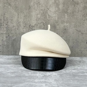 Chapeau de gavroche automne/hiver de style coréen pour femmes casquette de canard de chevalier britannique avec béret en laine à bord en cuir à la mode pour tenue décontractée - Product Image 2
