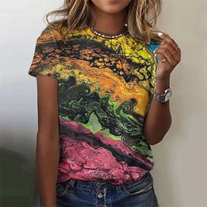 Top qualité femmes 3D Art peinture col rond femmes T-Shirts femmes respirant décontracté t-shirts sublimé chemise Falak Impex - Product Image 2