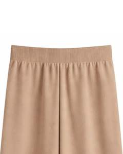 Women Knit Sweater And Wide Leg Pants <b>Set</b> Beige Color Crew Neck Ribbed Cuff Elastic Waist Casual Winter Outfit <b>Lounge</b> Wear <b>Sets</b> - Product Image 6