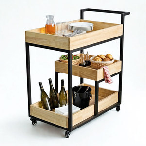 Étagère mobile à 3 niveaux de style industriel avec roulettes KB68024 - Product Image 1
