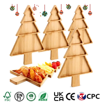 Grappige boomvormige schaal voor fruit, brood, kaas, charcuterie, bamboe, kerst serveerplateau