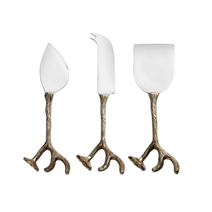 Juego de cuchillos de queso de Metal con mango de diseño de flores y ramas de lujo de acero inoxidable moderno más vendido a precio razonable - Product Image 6
