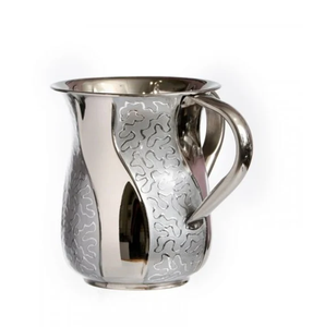 ถ้วยล้างสแตนเลสมือจับดอกไม้ทองเหลืองสำหรับโต๊ะในบ้านทรงตรงมีผิวเงาและมือจับ - Product Image 1