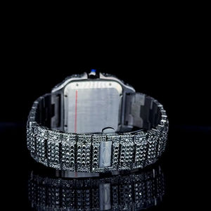 Montre personnalisée unisexe de luxe, sport, affaires, bracelet en acier inoxydable, or blanc, mouvement mécanique ETA, cadran en verre, date automatique, avec moissanite - Product Image 4