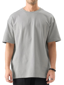 เสื้อยืดผ้าฝ้ายสะพายไหล่ทรงโอเวอร์ไซส์สำหรับผู้ชายเสื้อยืดผ้าฝ้ายพิมพ์ลายน้ำหนักมากงานตามสั่ง - Product Image 4