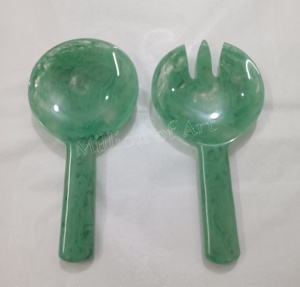 Juego de servidor de ensalada de resina de 7 pulgadas moderno, hecho a mano, servidores multifuncionales, cuchara, tenedor para fiestas, restaurantes - Product Image 2