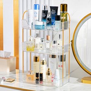 Estante de almacenamiento de baño de lujo, estante de encimera, bandeja de tocador, soporte de esquina, organizador de cosméticos, organizador de maquillaje giratorio 360 - Product Image 6