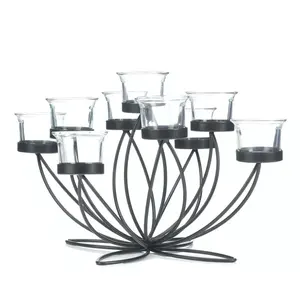 Lujoso candelabro de pared de metal negro con diseño atractivo para velas de Pilar decorativas para el hogar - Product Image 4