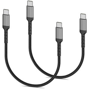 Câble de charge USB-C tressé de 1,5 pied (45 cm) - Pack de 2 - 60W/3A - Compatible <span class=keywords><strong>CarPlay</strong></span> - Transfert de données - Compatible <span class=keywords><strong>iPhone</strong></span> 15 - Pour S23 Ultra - Product Image 1
