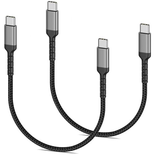 1.5ft USB-C USB-C Braided Wire Harness Cable Charging Cable 2-Pack 60W/3A CarPlay Data Transfer Compatible Cellphone