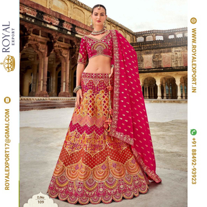 นักออกแบบพิเศษนำเสนอผ้าไหม Banarasi กับ zarkan ลำดับเขียนโค้ดสวมใส่ทำงานเจ้าสาวโดยการส่งออกรอยัลใน surat - Product Image 2