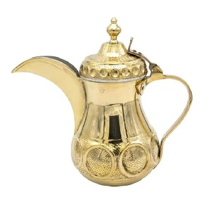 Cafetera Dallah de latón hecha a mano de alta calidad con grabado acabado de níquel para vajilla cafetera árabe - Product Image 2