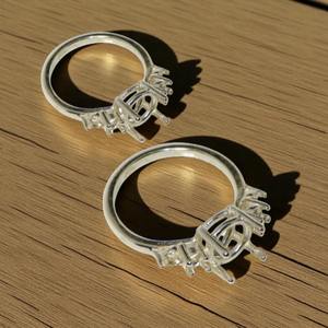 2025 Round Double Accented Sterling Silver Ring Setting Pre Notched Blank Ring For 8mm <b>Stones</b> DIY Blank Jewelry Making Supplies - Product Image 6