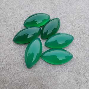 Cabochon de marquise en onyx vert naturel, pierres précieuses calibrées, vente en gros de pierres polies en vrac pour la fabrication de bijoux, tailles personnalisées OEM - Product Image 1