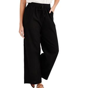 2023 unisexe haute couture été pantalons de survêtement demi-élastique mi Logo brodé ample jambe large droite simple ceinture plat printemps - Product Image 1