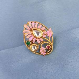 Anillo fino de cobre ajustable Kriaa AD Kundan modelo 1504727A - Product Image 1