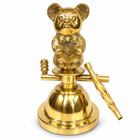 Miniature d'ours en peluche égyptien Farida en laiton massif, martelé à la main, laqué, de qualité supérieure, design unique, or, objet de collection pour table.