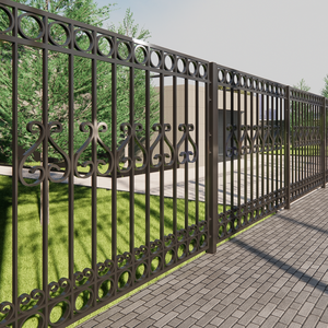 Valla decorativa de hierro forjado para jardín, panel de metal para exteriores con elegante pergamino para bordes de flores y detalles de paisaje - Product Image 1