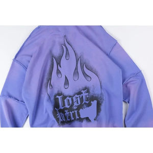 เสื้อมีฮู้ดสำหรับผู้ชายเสื้อมีฮู้ดสำหรับผู้ชายลายพิมพ์โลโก้ประดับเพชรสีจางสีม่วง - Product Image 3