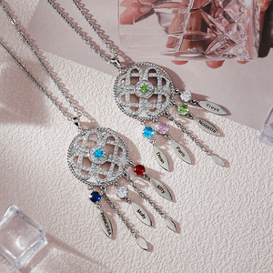 Collar Bohemio Personalizado con <span class=keywords><strong>Atrapasueños</strong></span>, Piedra <span class=keywords><strong>de</strong></span> Nacimiento y Nombre, Joyería <span class=keywords><strong>de</strong></span> Moda, Colgantes y Dijes para Mujer - Product Image 3