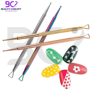 Poussoir à cuticules à double tête en acier inoxydable Stylo à ongles dissolvant de vernis à ongles en gel Outils de manucure propres - Product Image 4