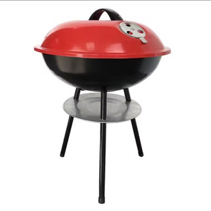 Parrilla redonda de carbón para briquetas de jardín con tapa y caja de cenizas portátil - Product Image 1