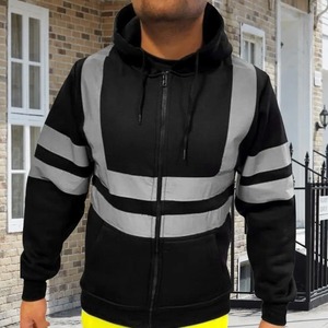 <b>Men</b> Reflective Safety <b>Hoodie</b> Zipper Sweatshirt High Visibility Construction Workers <b>Work</b> Clothes Sweatshirt Night Running <b>Hoodie</b> - Product Image 2