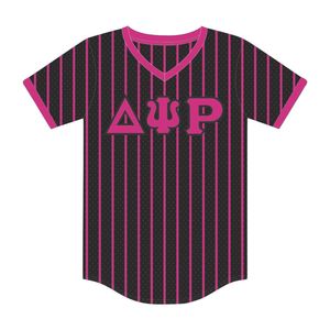 Delta Psi Rho consorority nero maglia gessato maglia da Baseball maglia maglia maglia maglia maglia a V T-Shirt con riempimento dei vuoti ricami - Product Image 2